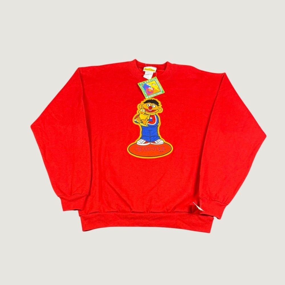 Vintage Sesame Street Ernie Rubber Duckie Red Sweatshirt Mens Large NWT